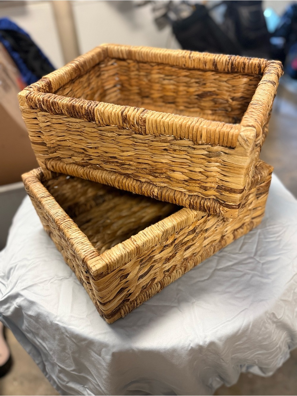 Woven Natural Seagrass Storage Basket - Set of 2